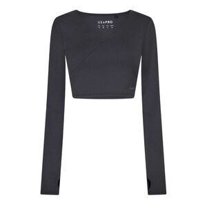 USA Pro Womens/Ladies Cropped Wrap Top / Black